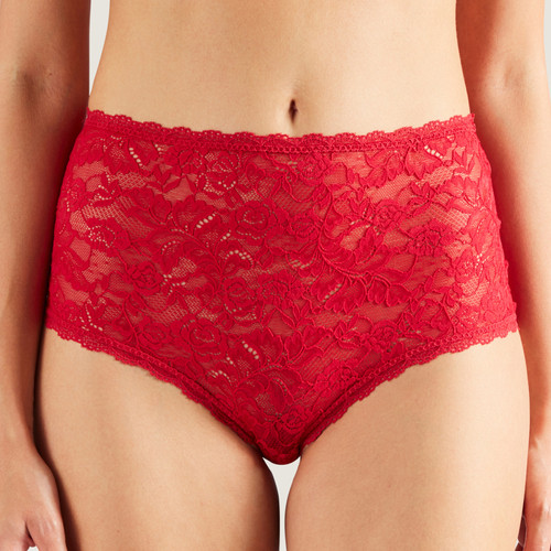 Culotte taille haute rouge en dentelle - Aubade - 6 culottes shorties tangas strings rouge
