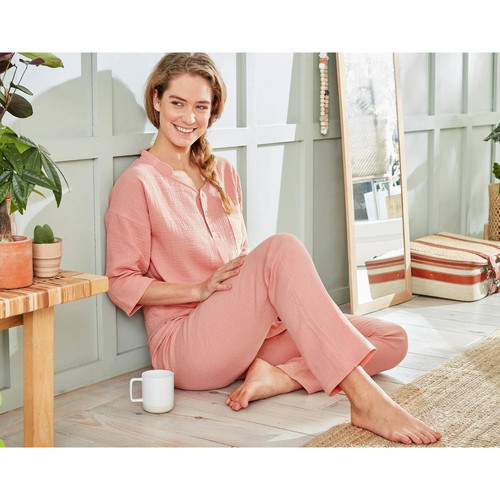 Pyjama GAZELONG rose clair en coton - Becquet - Pyjama ensemble de nuit